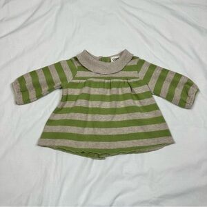 [12] NWTs Green Beige Striped Babygirl Dress